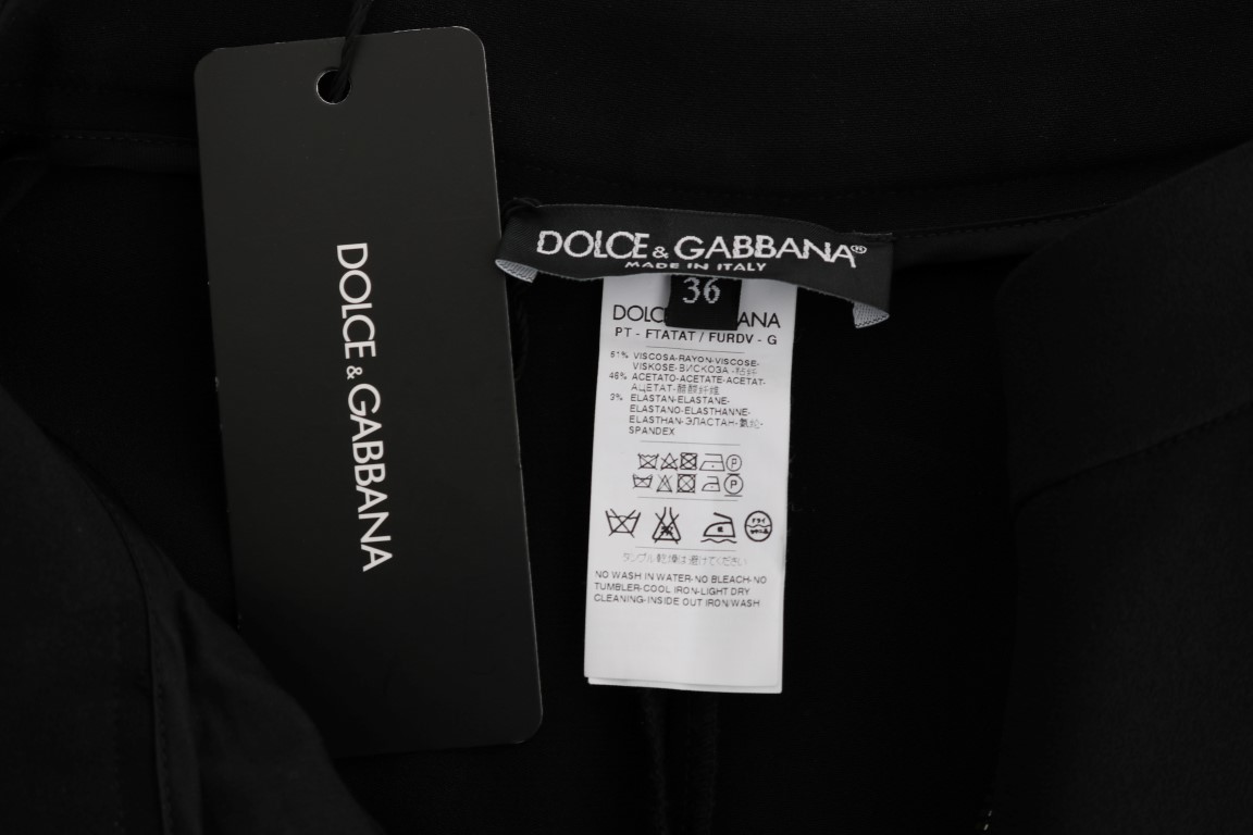 Dolce & Gabbana Black Stretch Pink Stripes Capri Pants - Image 6