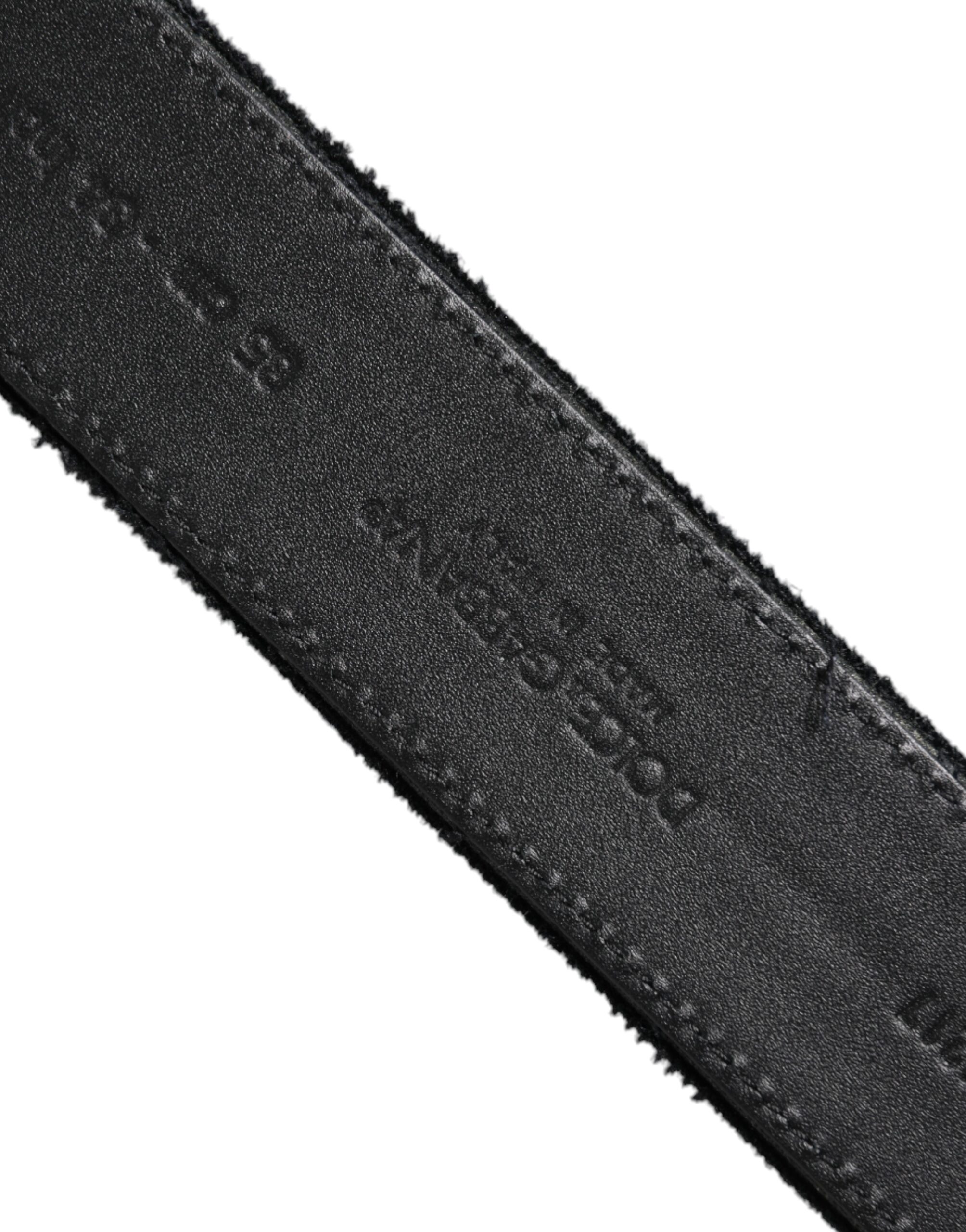 Dolce & Gabbana Black Cotton Silver Tone Metal Buckle Belt - Image 5