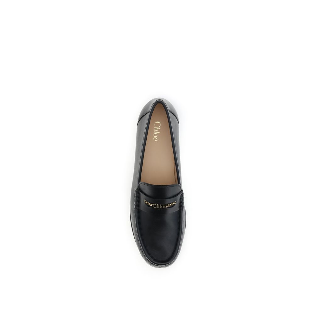 ChloƩ Black Calf Leather Bos Taurus Slip-On Loafers - Image 4