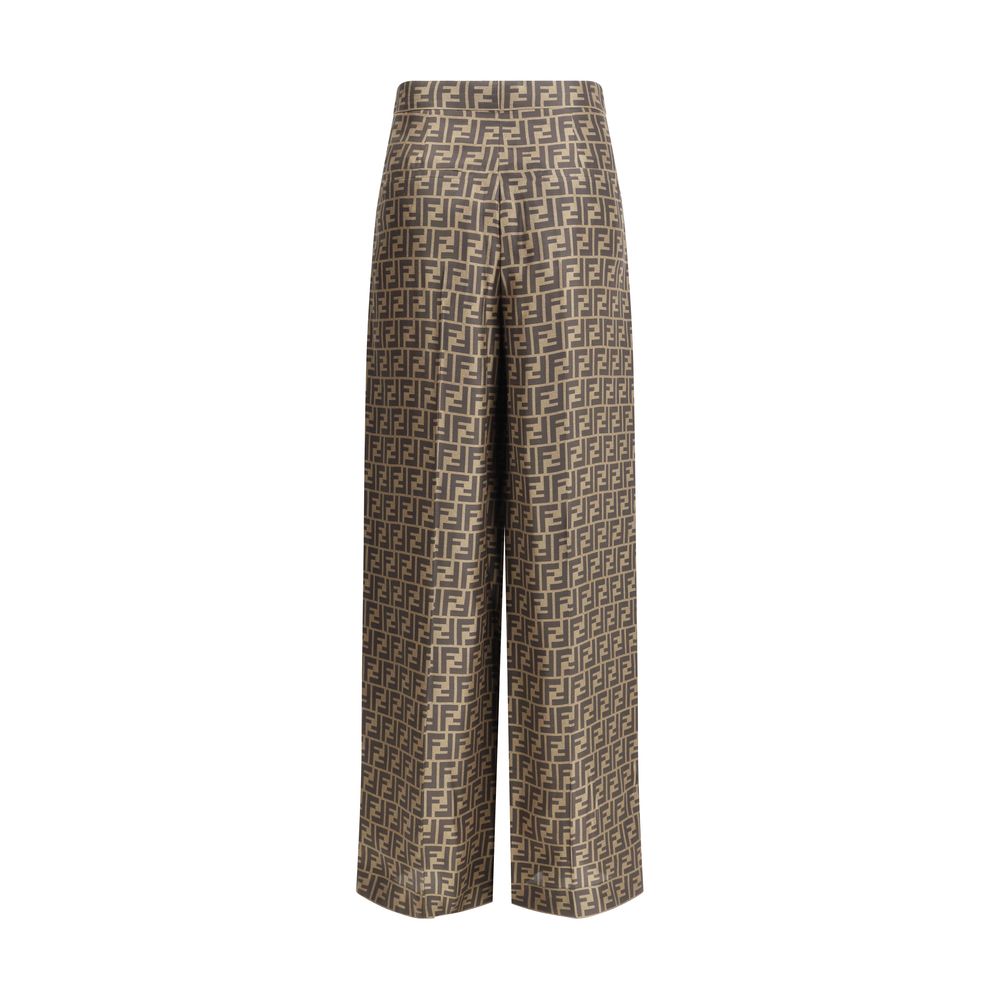 Fendi Brown Silk Casual Pants - Image 2