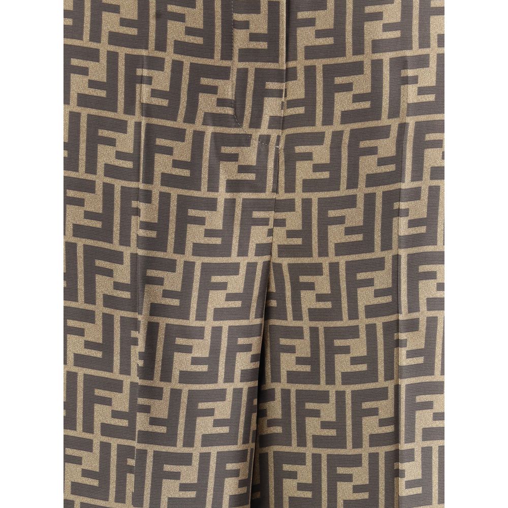 Fendi Brown Silk Casual Pants - Image 3