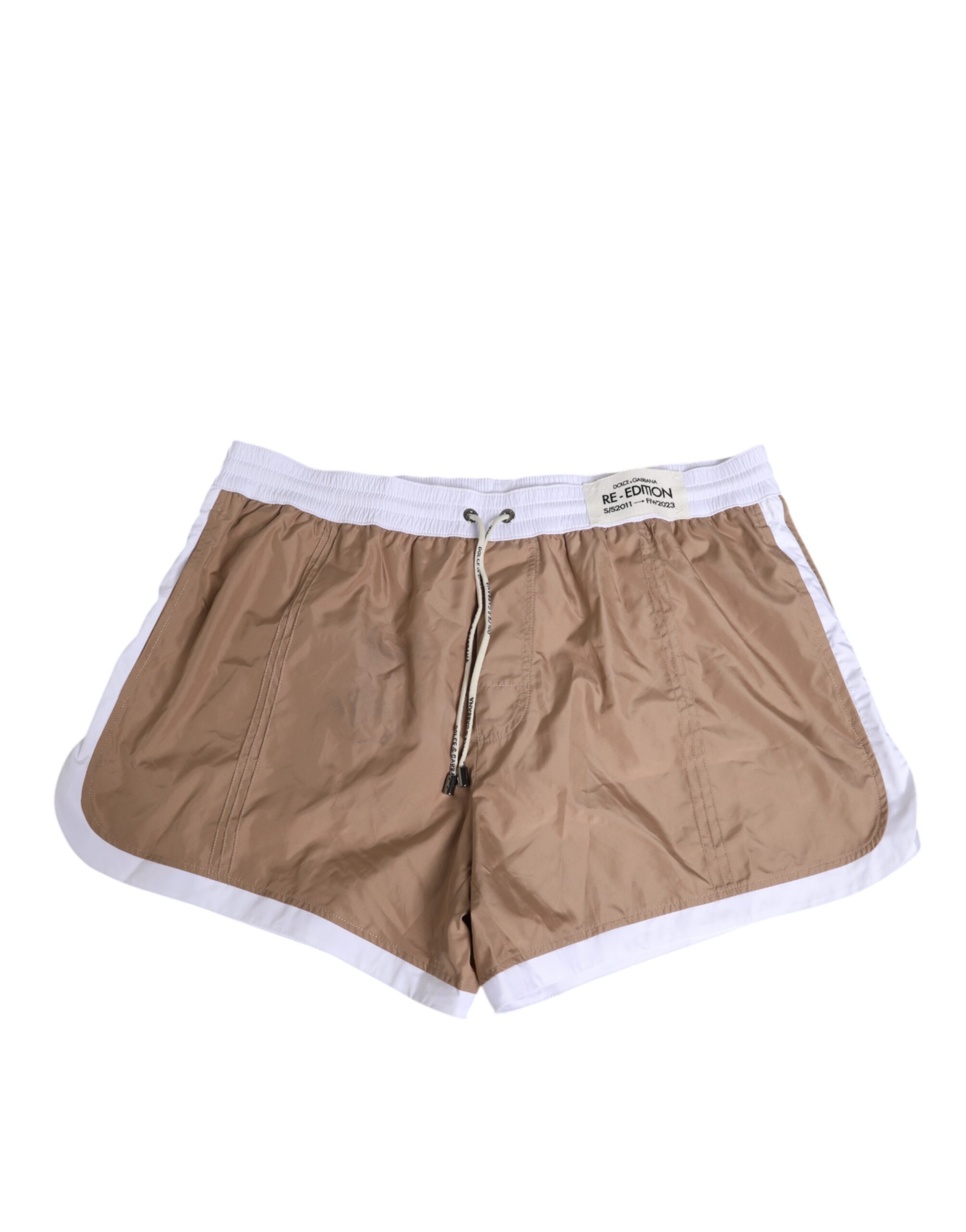Dolce & Gabbana Brown White Polyester Re-Edition Shorts Swimwear - Image 2
