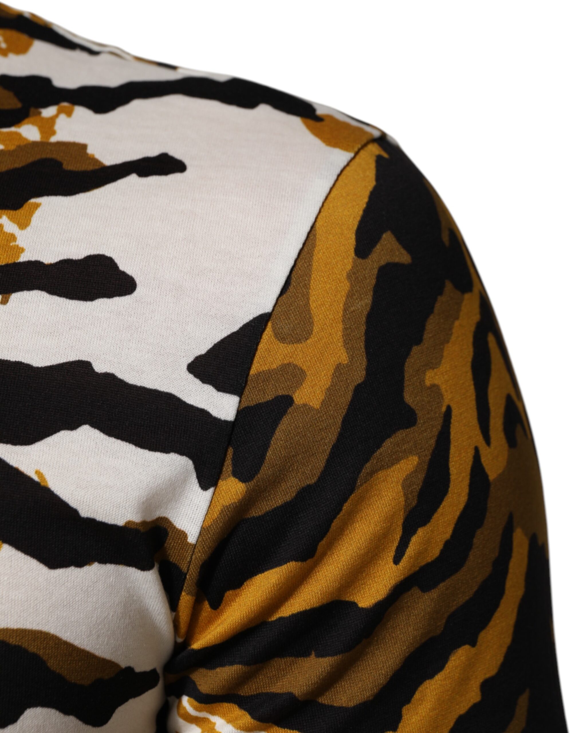 Dolce & Gabbana Multicolor Leopard Palm Leaf Men Crew Neck T-shirt - Image 6
