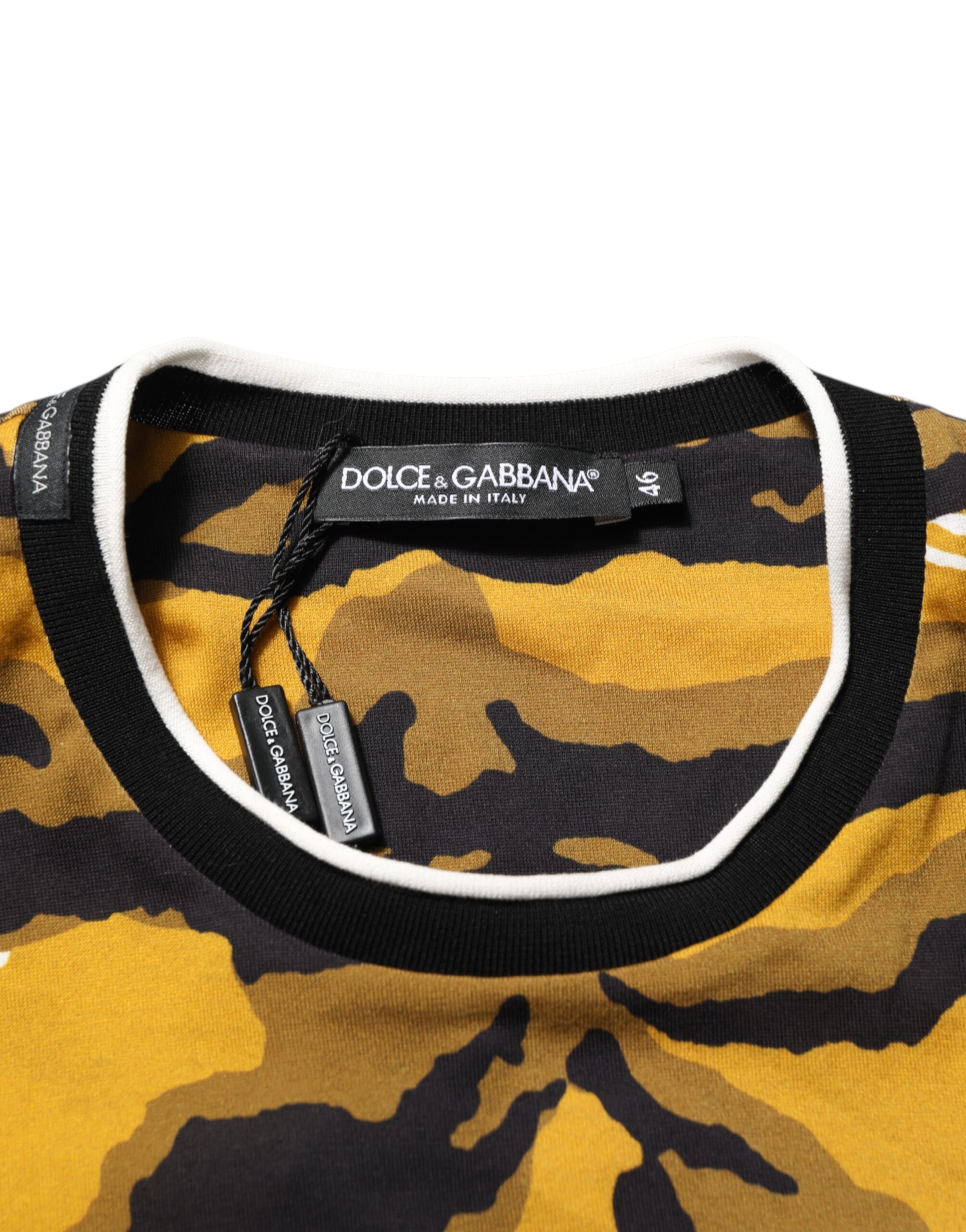Dolce & Gabbana Multicolor Leopard Palm Leaf Men Crew Neck T-shirt - Image 7