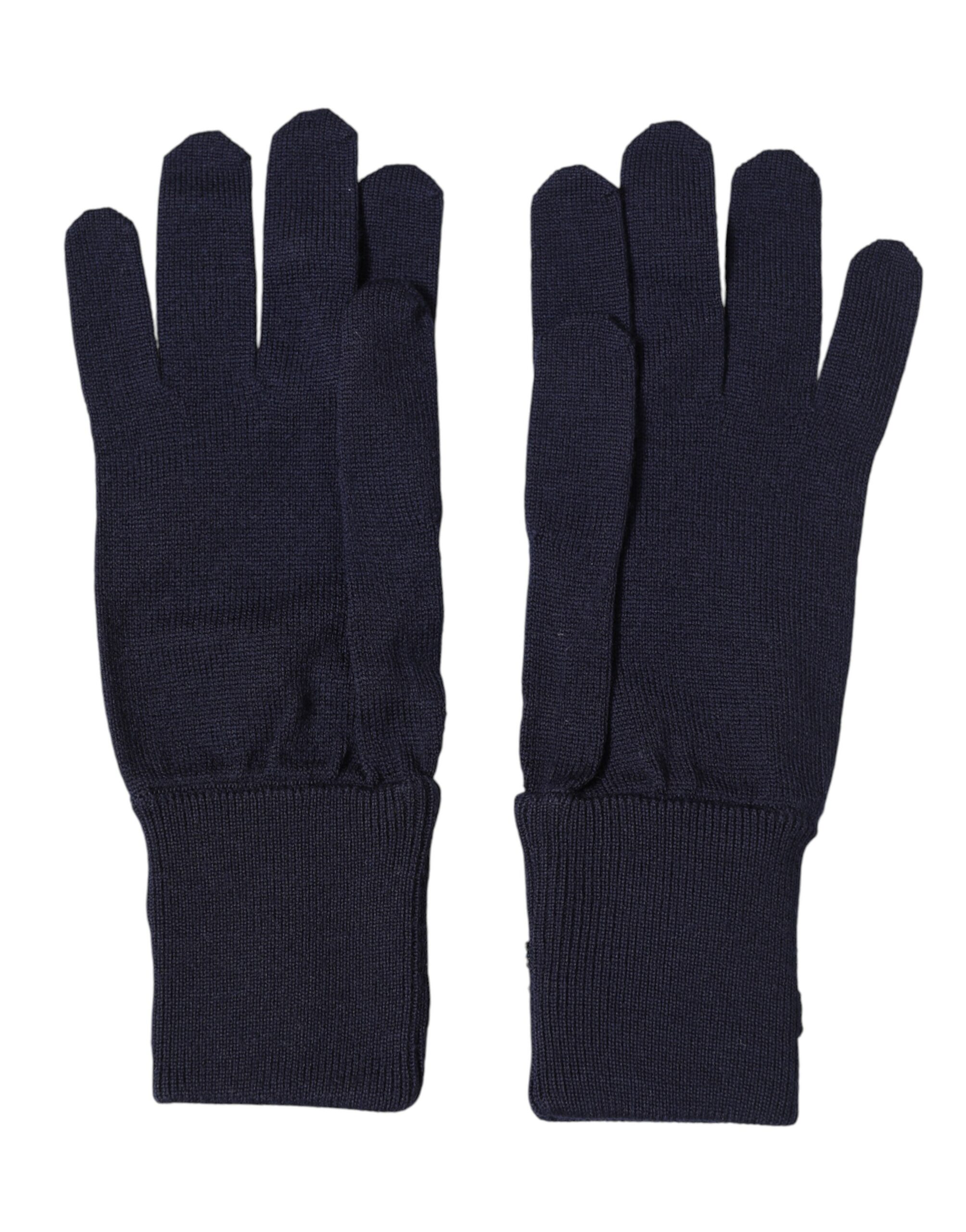 Dolce & Gabbana Blue Wool Knit #DGLovesLondon Embroidered Mitten Gloves - Image 4