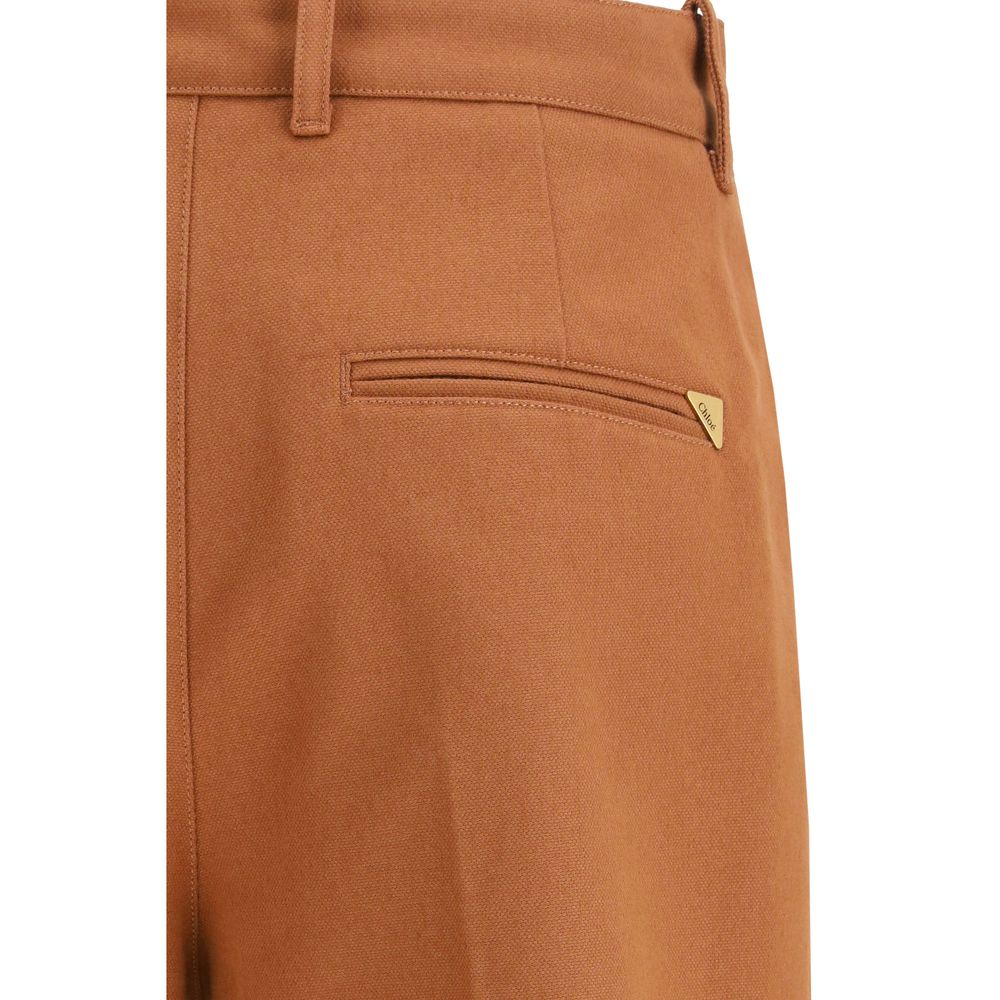 ChloƩ Brown Cotton Flared Pants - Image 3