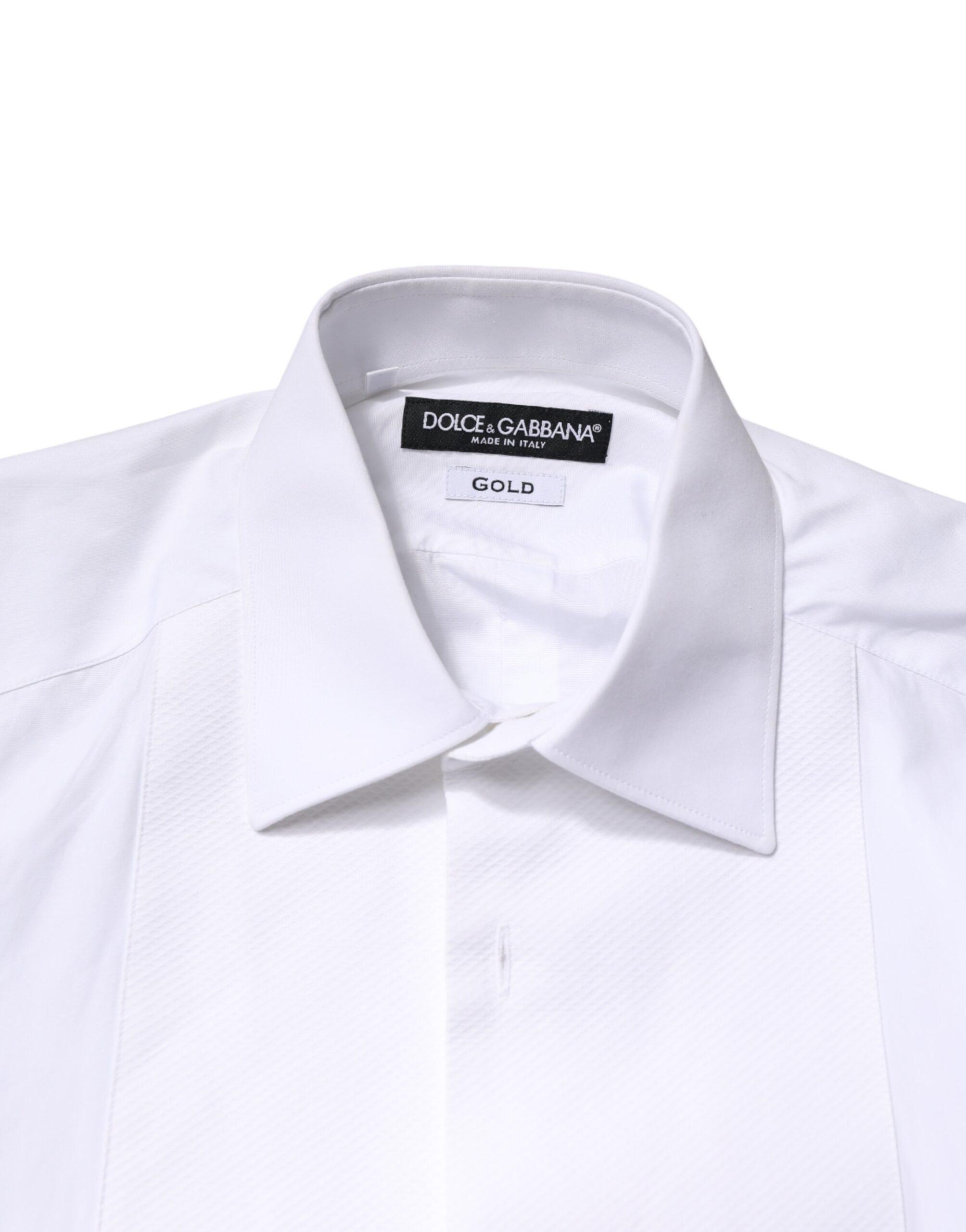 Dolce & Gabbana White Cotton GOLD Collared Dress Bib Formal Shirt - Image 5