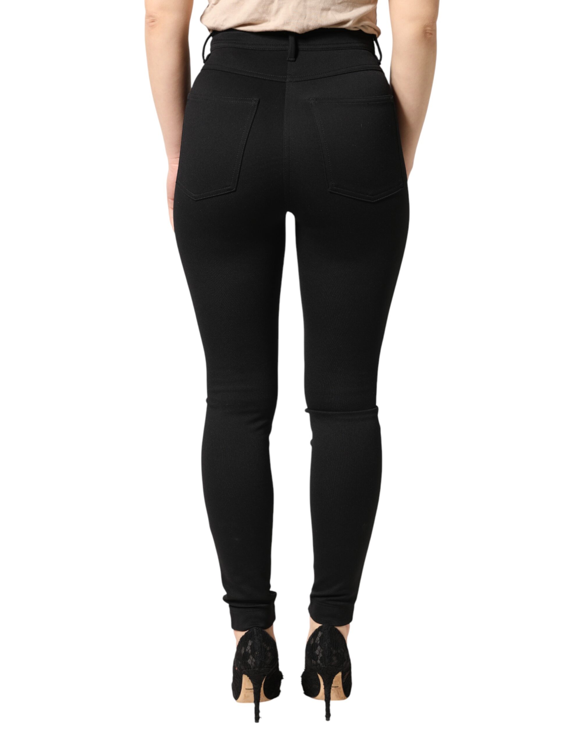 Dolce & Gabbana Black Nylon Stretch Skinny High Waist Pants - Image 4