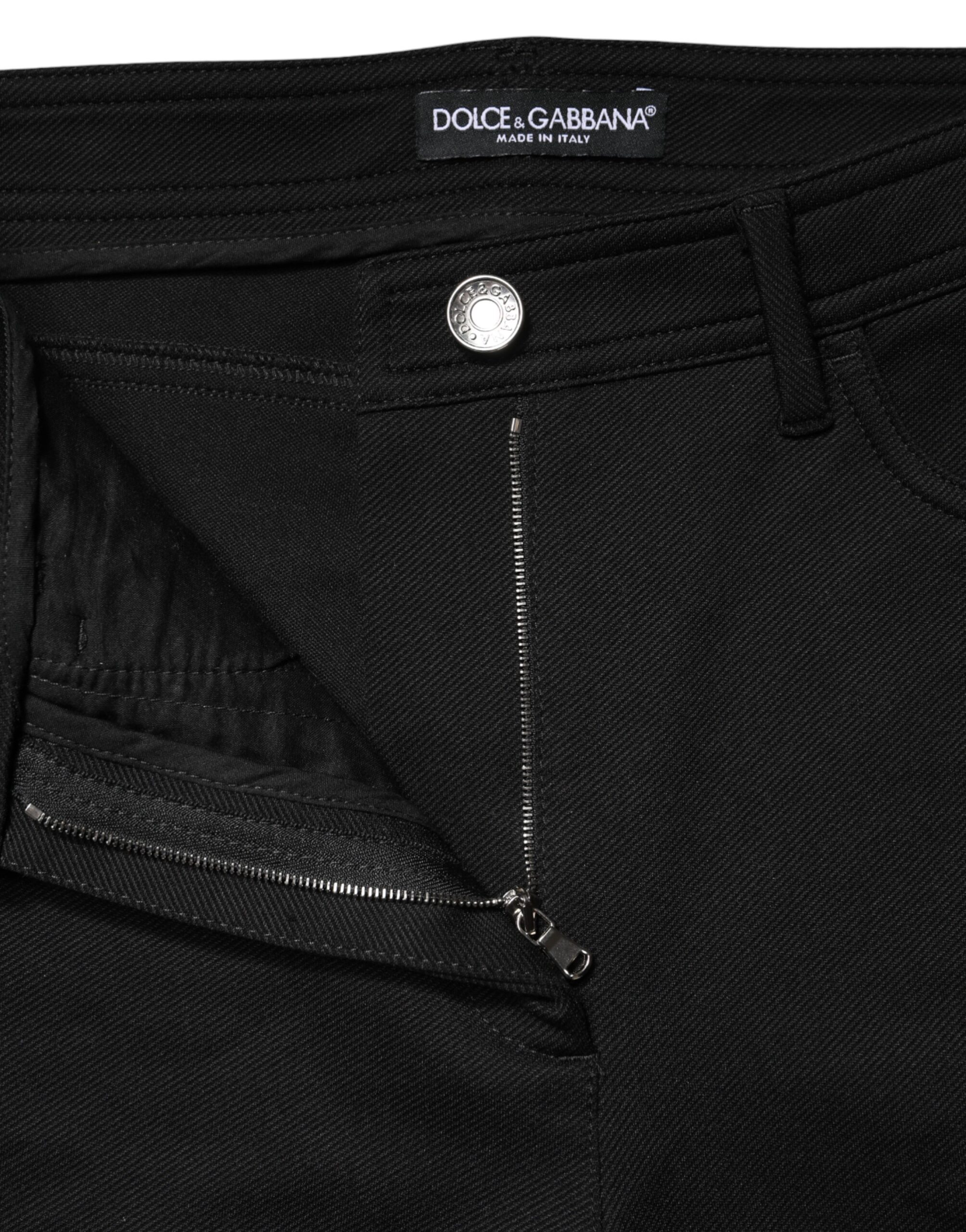 Dolce & Gabbana Black Nylon Stretch Skinny High Waist Pants - Image 5