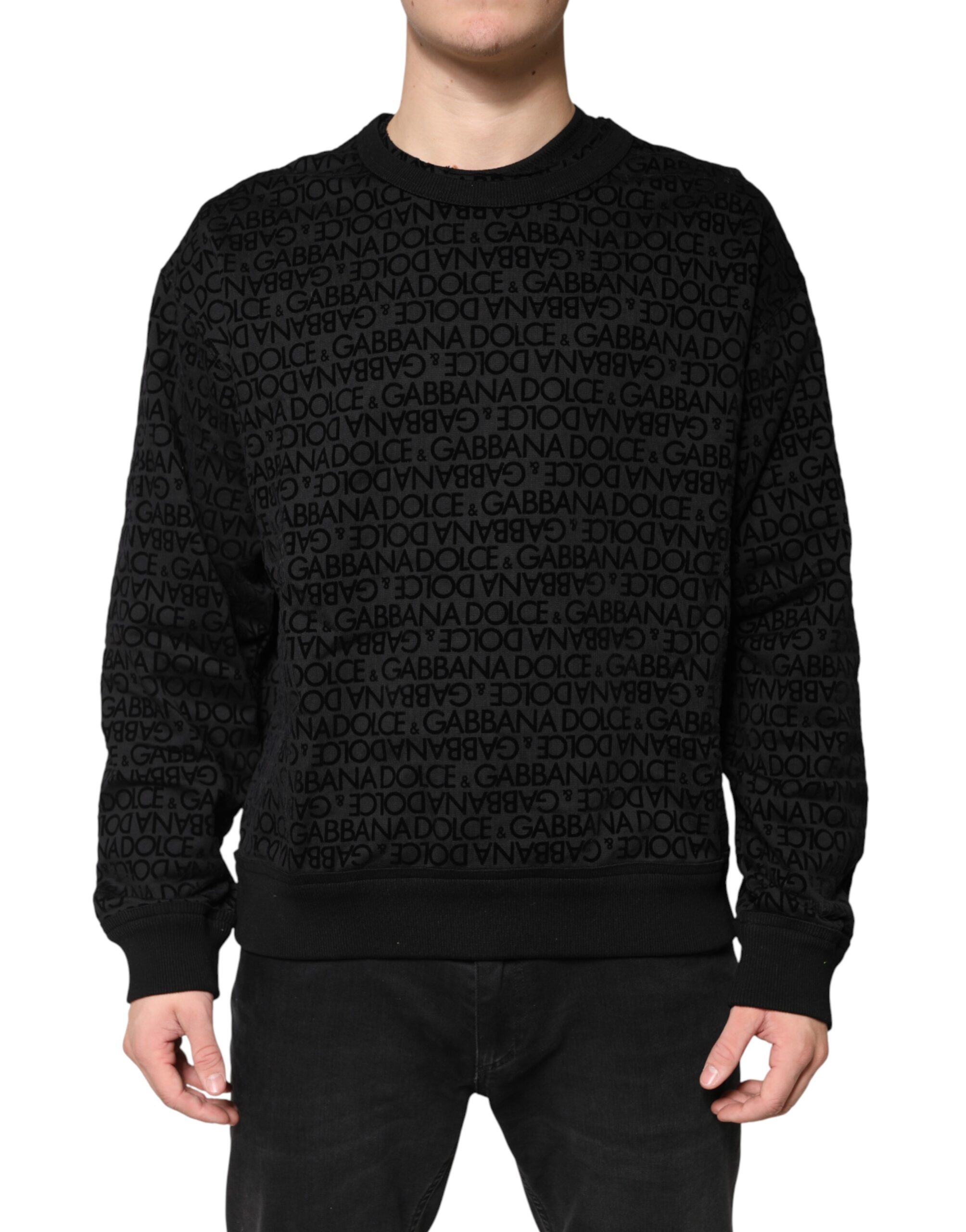Dolce & Gabbana Black Monogram Crew Neck Sweatshirt Sweater - Image 2