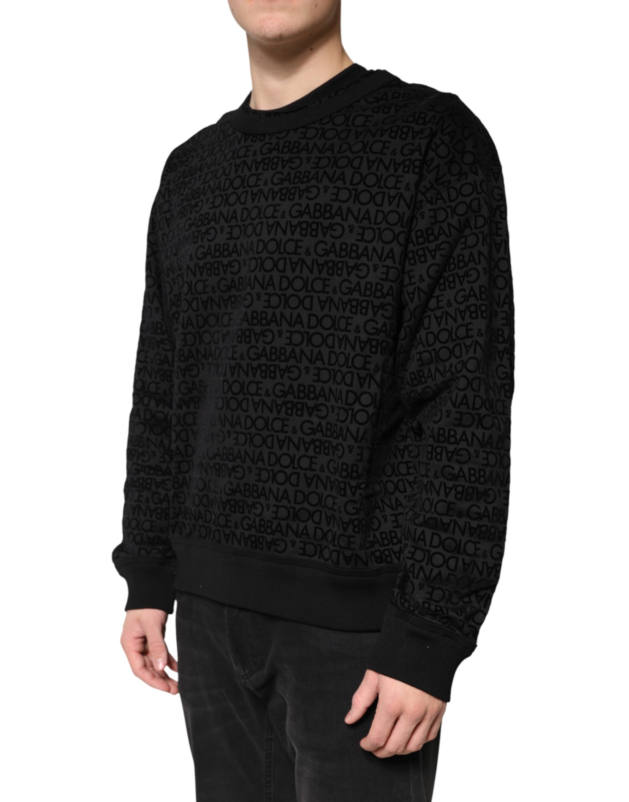 Dolce & Gabbana Black Monogram Crew Neck Sweatshirt Sweater - Image 3