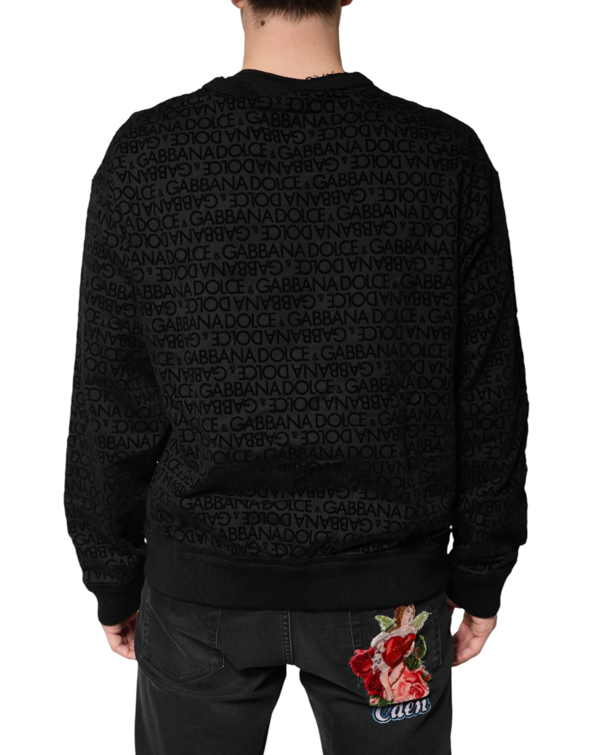 Dolce & Gabbana Black Monogram Crew Neck Sweatshirt Sweater - Image 4