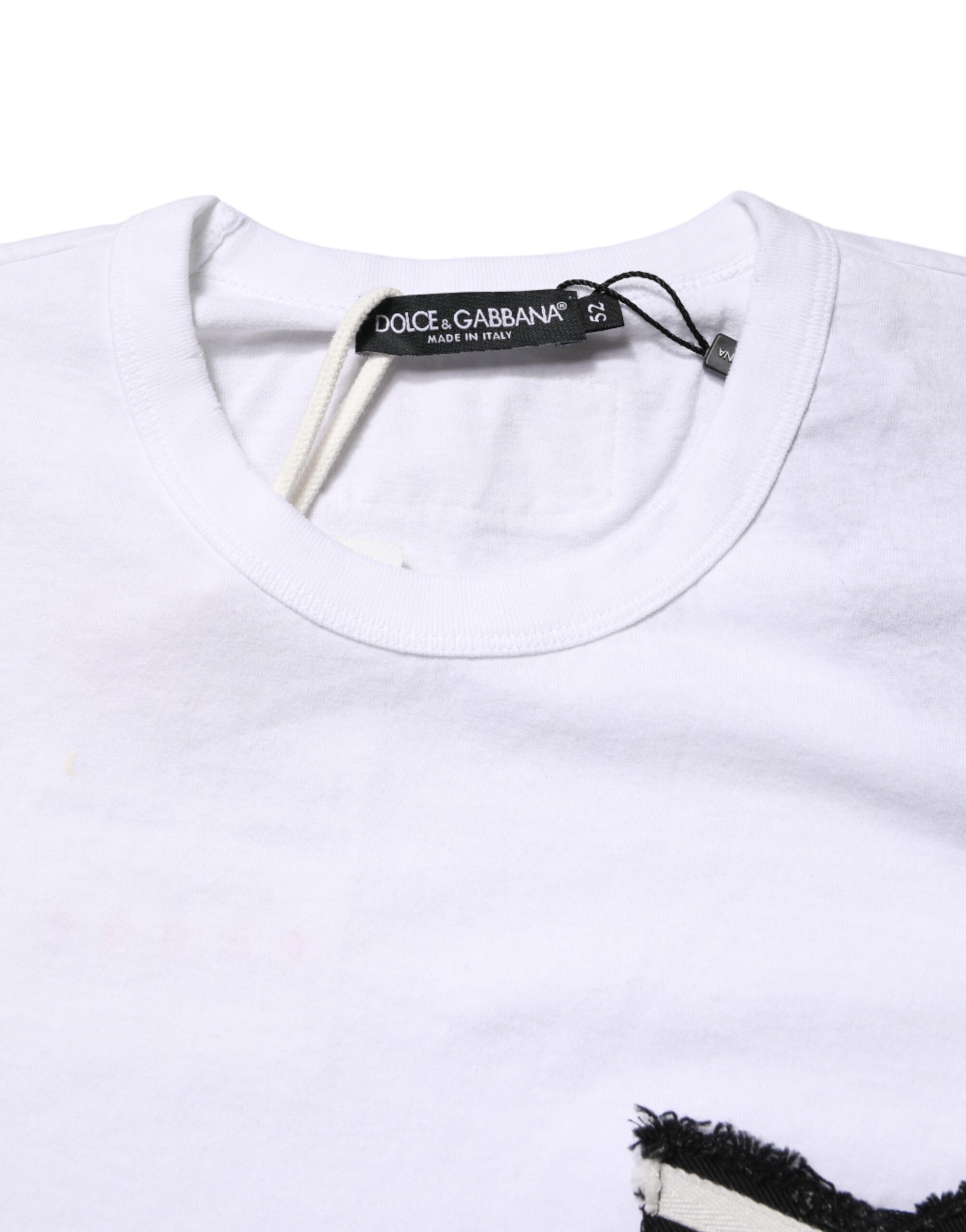 Dolce & Gabbana White Stripes Cotton Crew Neck Tee T-shirt - Image 6