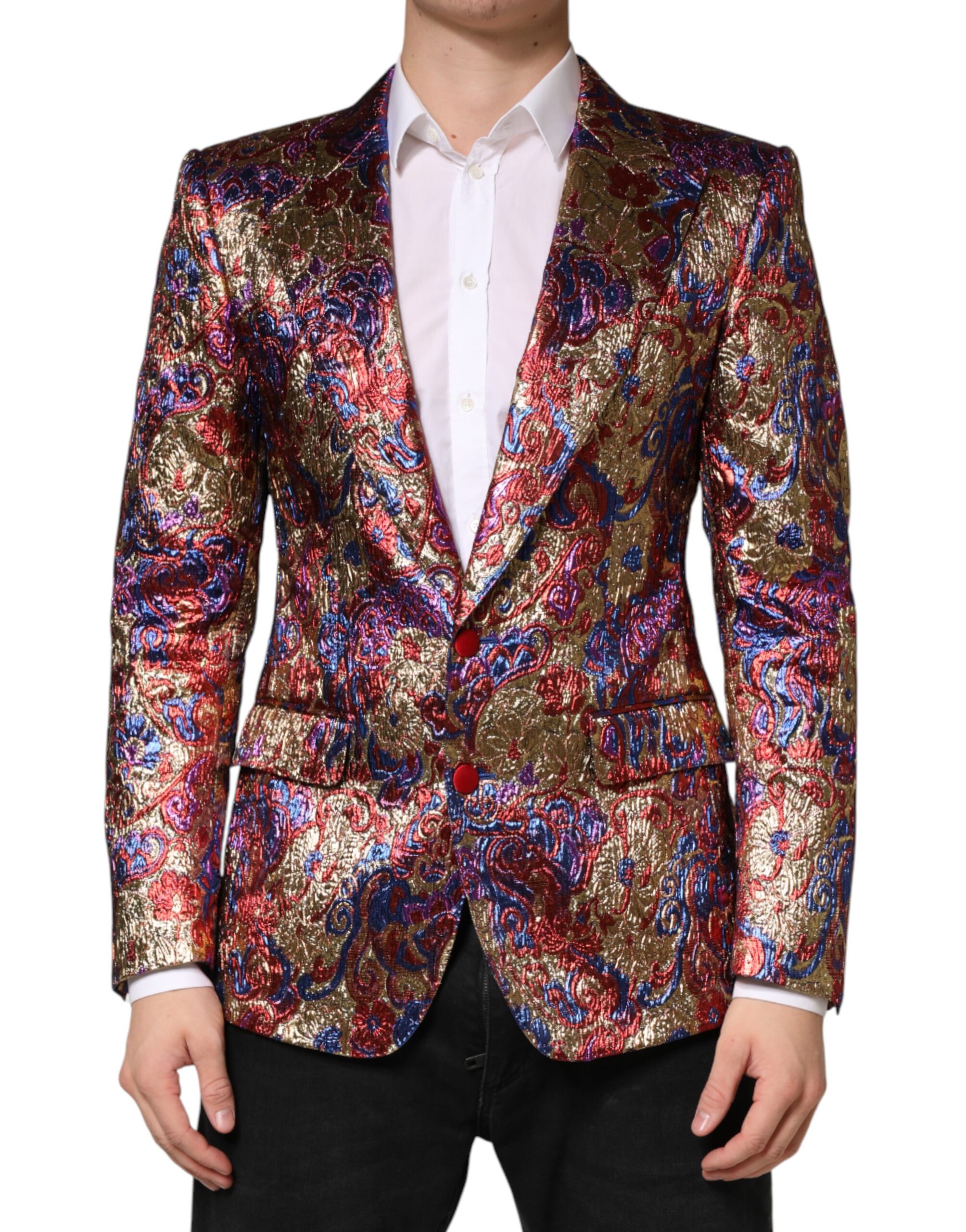 Dolce & Gabbana Multicolor Jacquard Single Breasted Blazer - Image 2