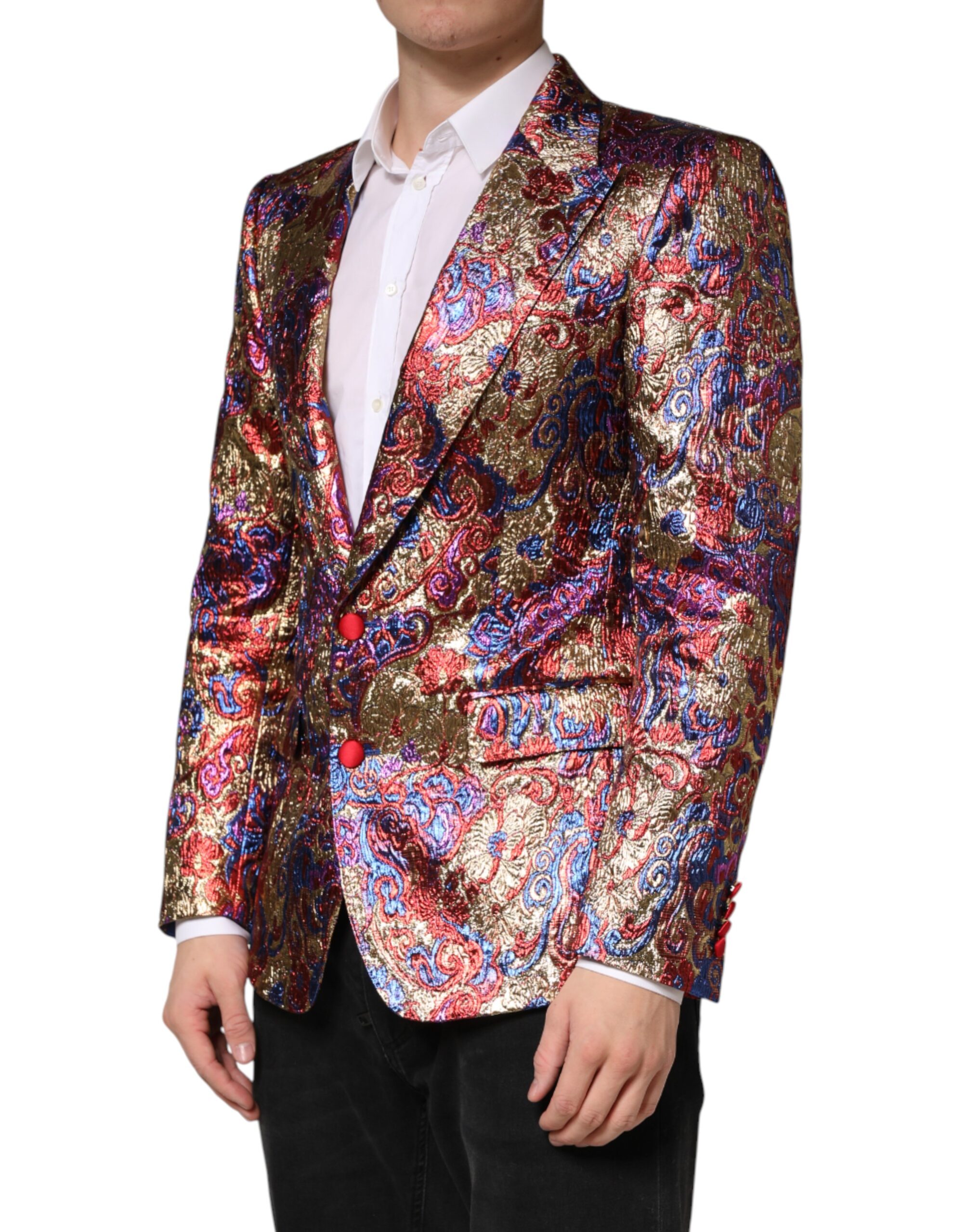 Dolce & Gabbana Multicolor Jacquard Single Breasted Blazer - Image 3
